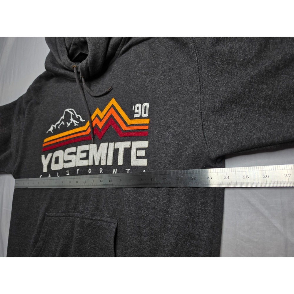 VTG Prairie Mountain Hoodie Men Large Charcoal Gray 90' Yosemite California Logo - Picture 7 of 7